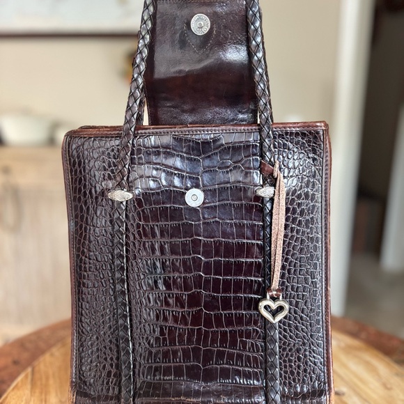 Brighton Vintage Crocodile Embossed Handbag 10“ x 12“ x 3“ - Picture 8 of 15